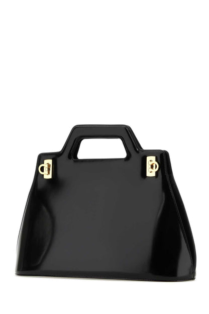Salvatore Ferragamo Women Black Leather Wanda M Handbag by Luosophy