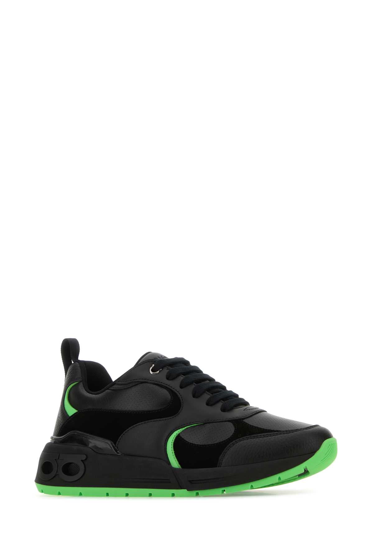 Salvatore Ferragamo Men Black Leather Cosimina Sneakers