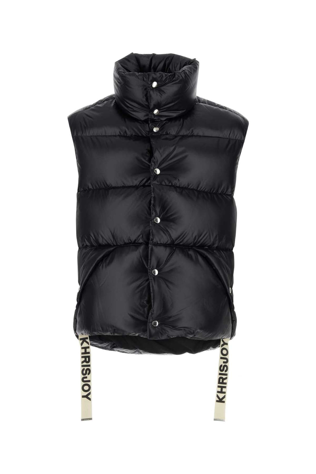 Khrisjoy Men Black Nylon Sleeveless Puff Shiny Down Jacket by Luosophy