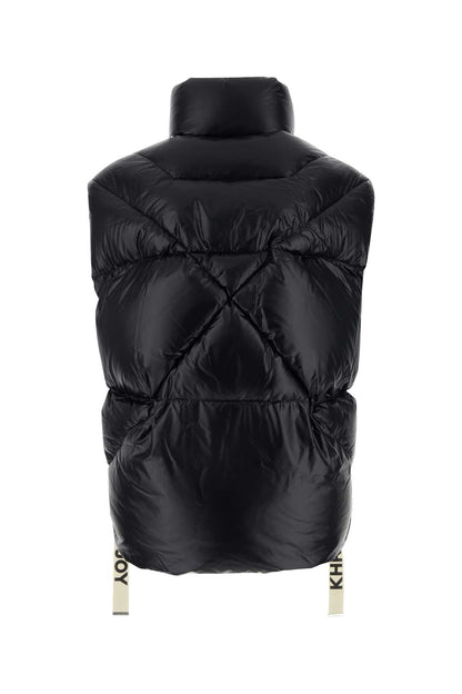 Khrisjoy Men Black Nylon Sleeveless Puff Shiny Down Jacket