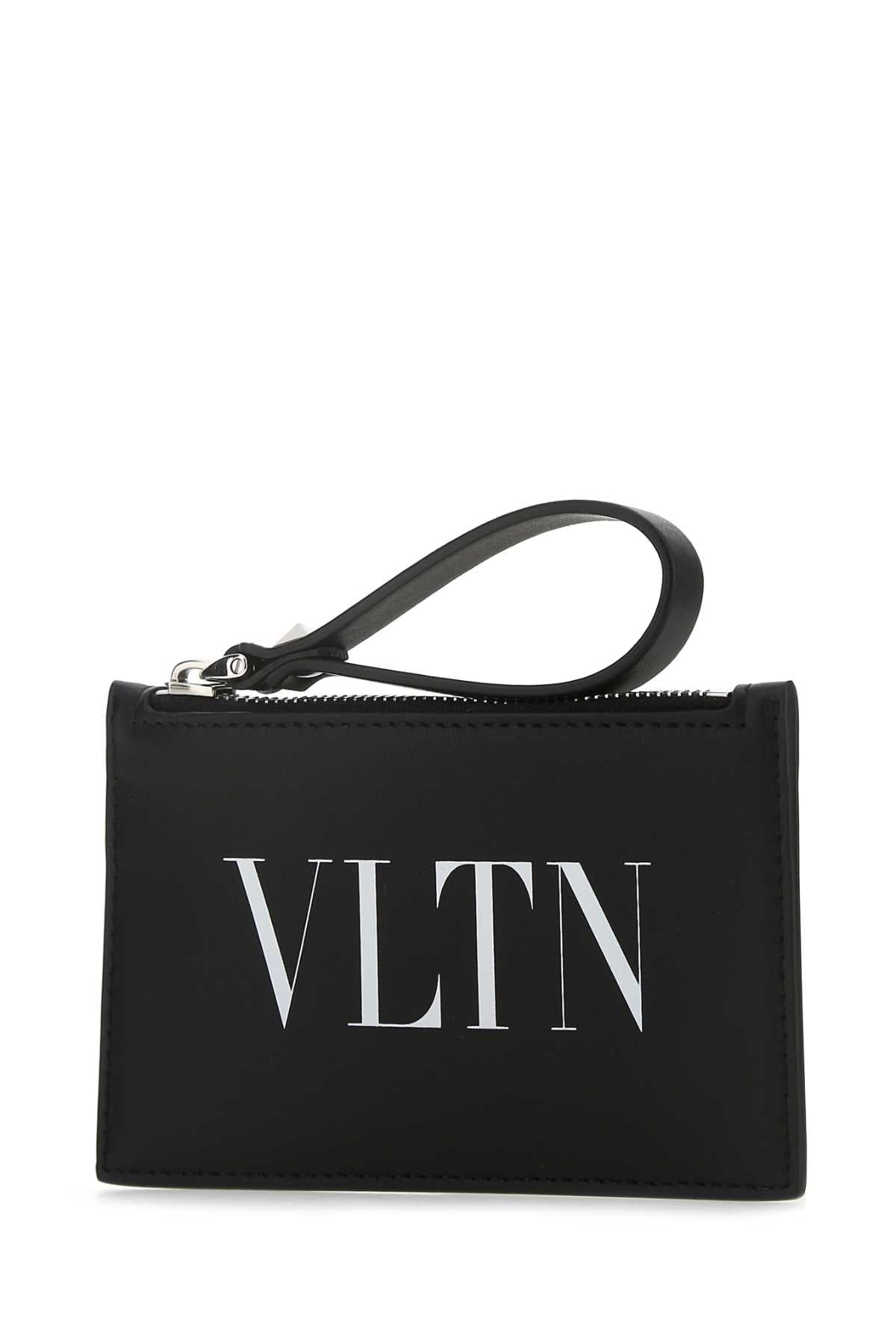 Valentino Garavani Men Black Leather Card Holder by Luosophy