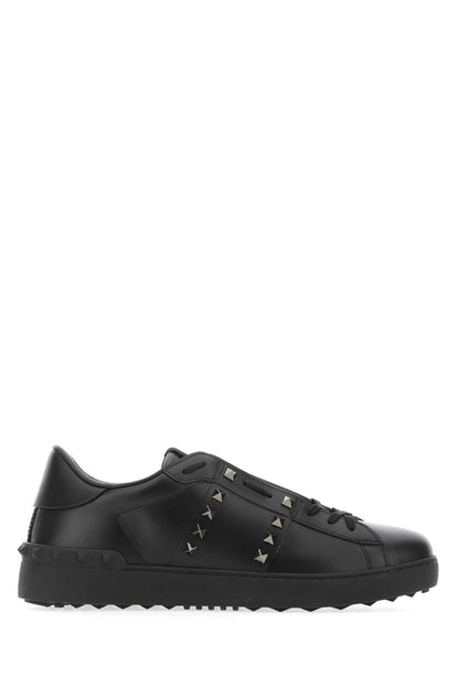 Valentino Garavani Men Black Leather Rockstud Untitled Sneakers by Luosophy