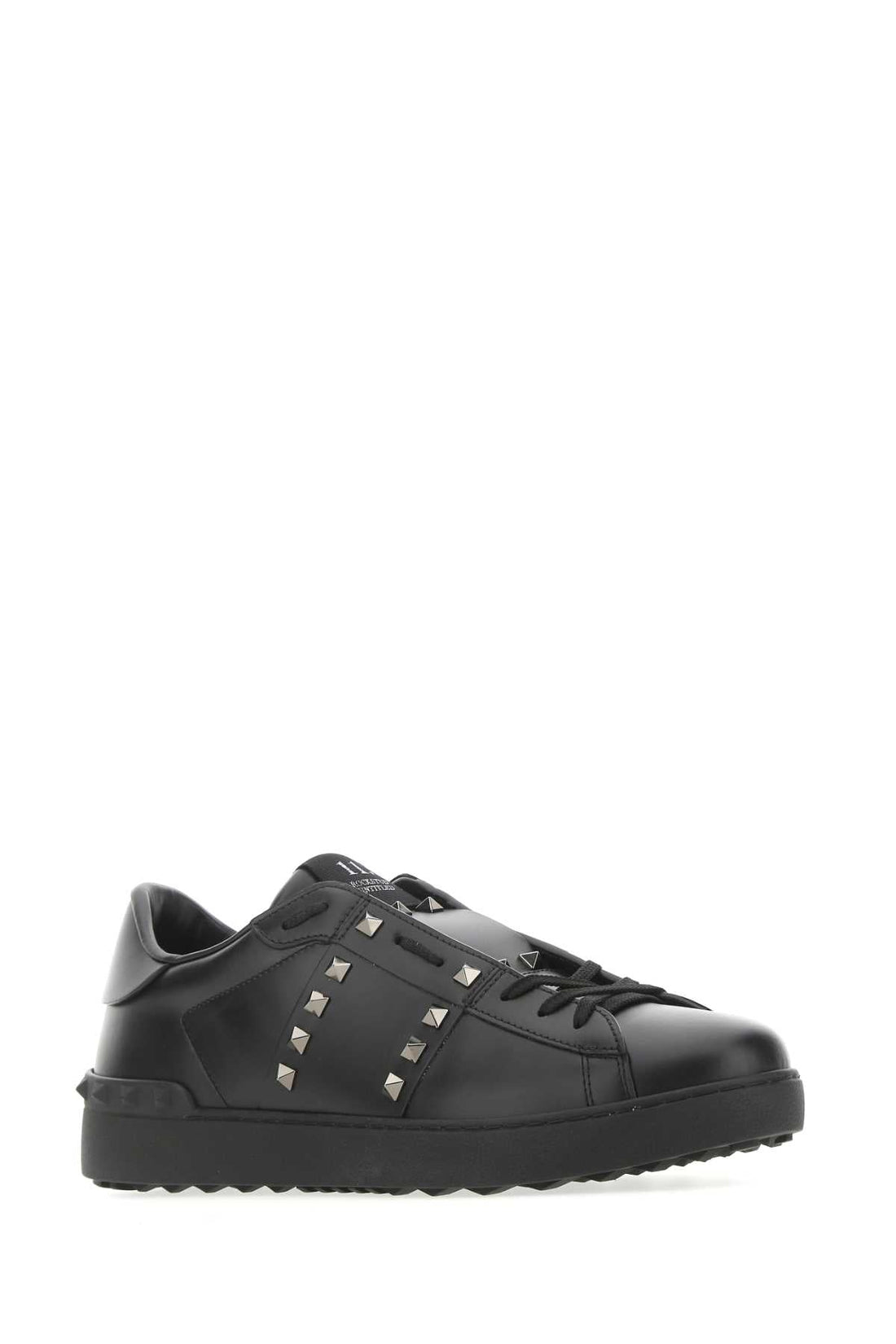 Valentino Garavani Men Black Leather Rockstud Untitled Sneakers by Luosophy