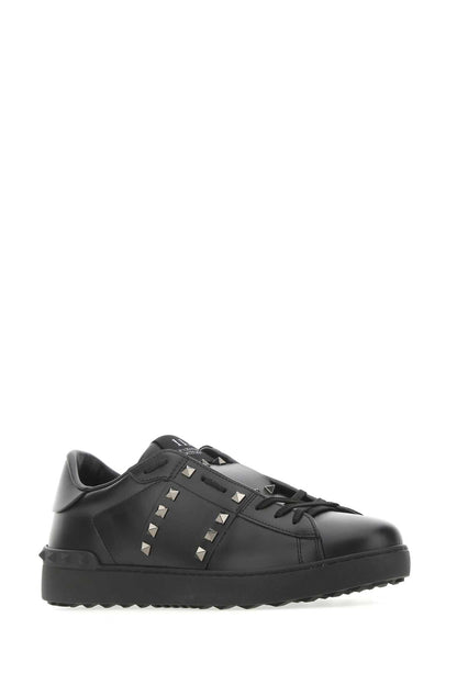 Valentino Garavani Men Black Leather Rockstud Untitled Sneakers by Luosophy