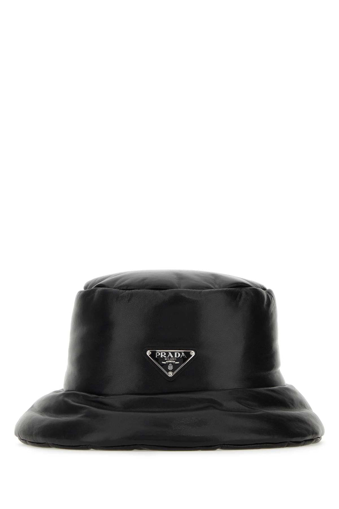 Prada Women Black Nappa Leather Padded Hat by Luosophy