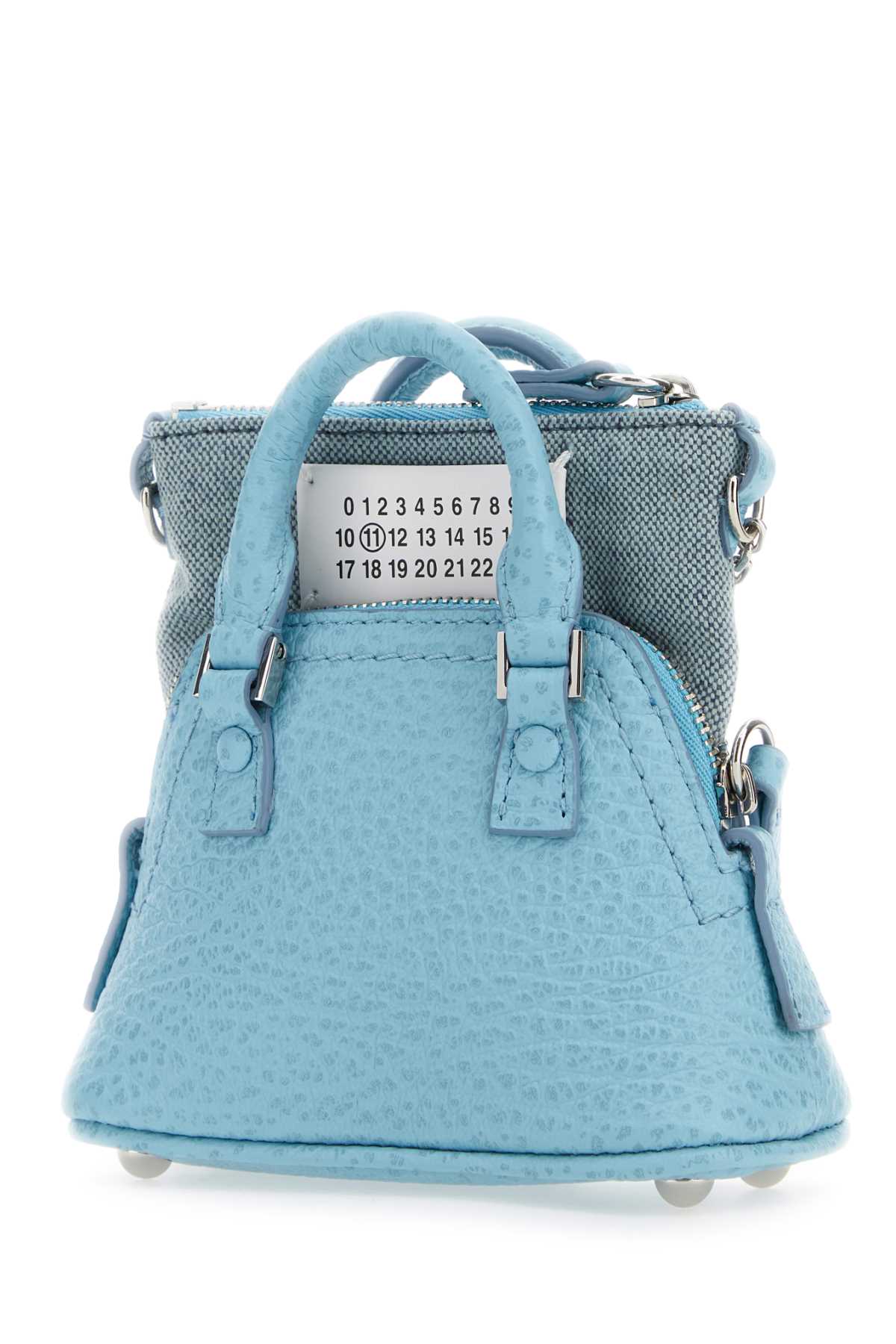 Maison Margiela Women Light Blue Leather And Fabric 5Ac Classique Baby Handbag by Luosophy