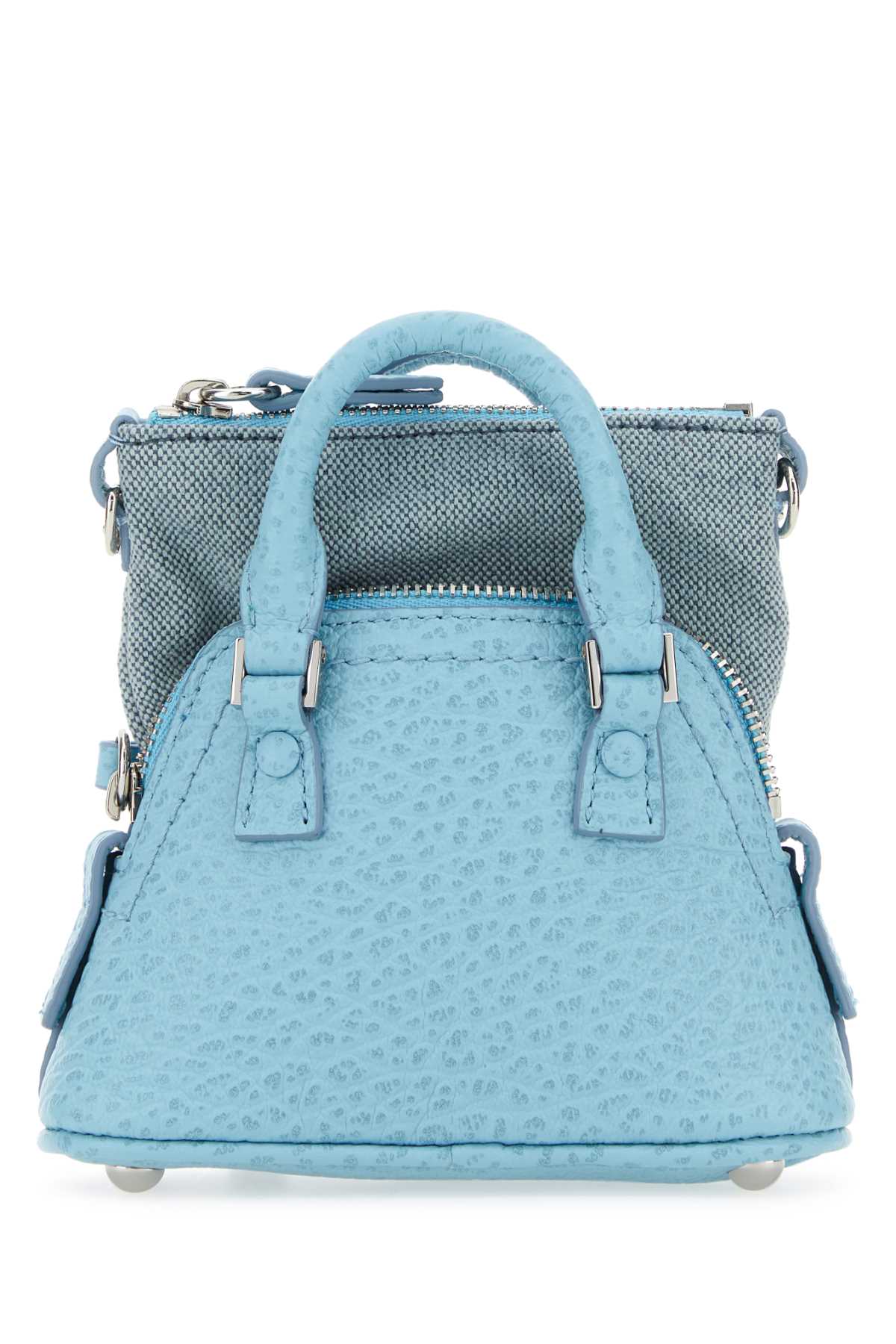 Maison Margiela Women Light Blue Leather And Fabric 5Ac Classique Baby Handbag by Luosophy
