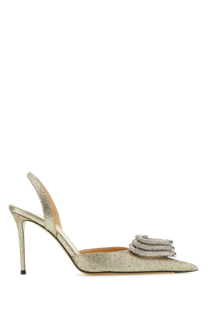 Mach&amp;Mach Women Platinum Fabric Pumps 