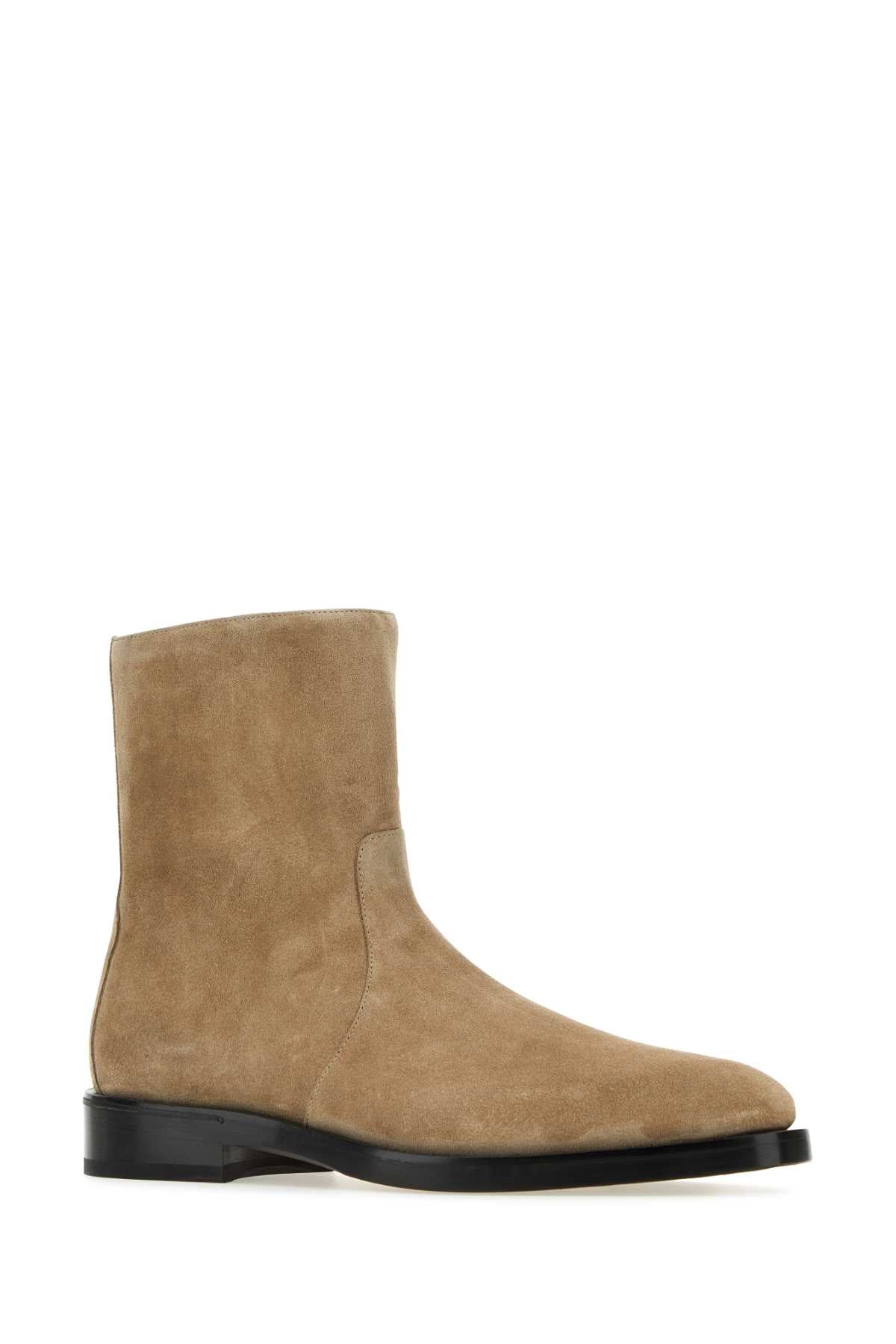 Salvatore Ferragamo Men Cappuccino Suede Gerald Ankle Boots by Luosophy