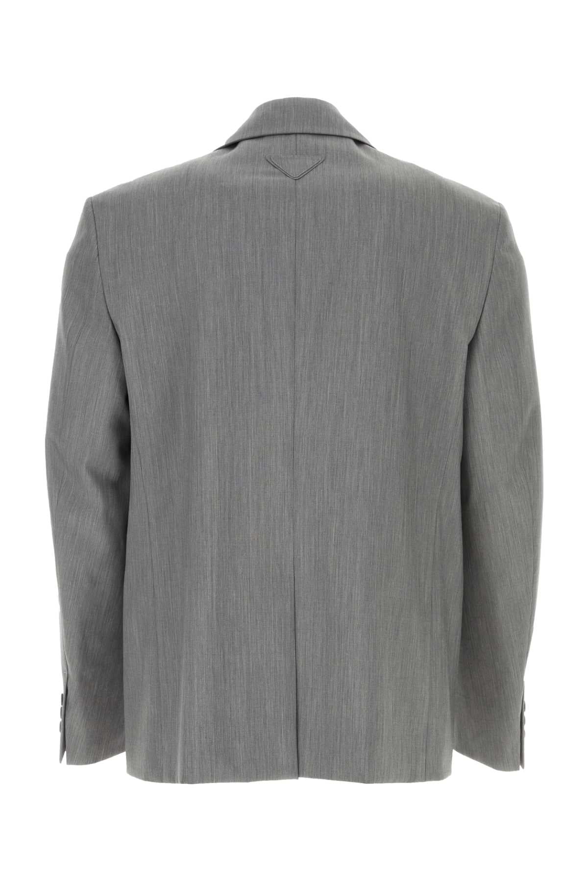Prada Men Melange Grey Wool Blend Blazer by Luosophy