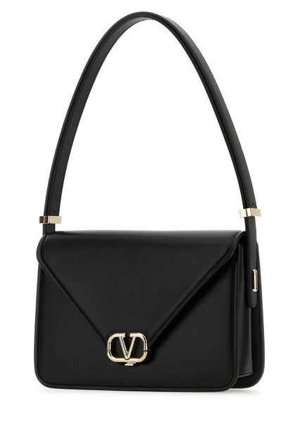 Valentino Garavani Women Black Leather Vlogo Shoulder Bag by Luosophy
