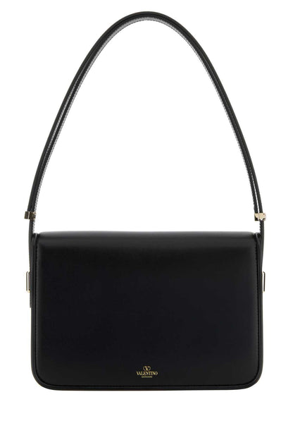 Valentino Garavani Women Black Leather Vlogo Shoulder Bag by Luosophy