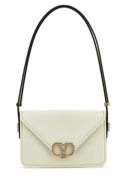 Valentino Garavani Women Ivory Leather Vlogo Crossbody Bag by Luosophy