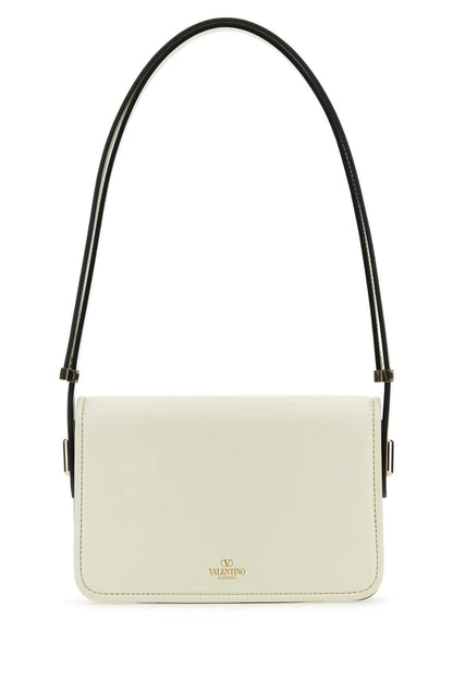 Valentino Garavani Women Ivory Leather Vlogo Crossbody Bag by Luosophy