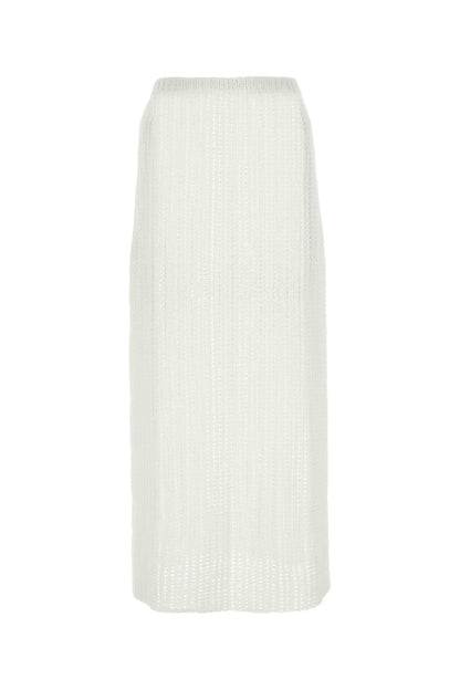 Salvatore Ferragamo Women White Cotton Skirt by Luosophy