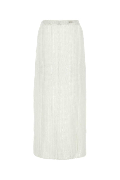 Salvatore Ferragamo Women White Cotton Skirt by Luosophy