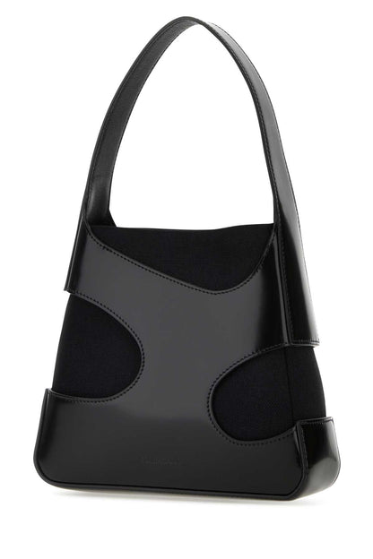 Salvatore Ferragamo Women Black Leather And Canvas Cut Out S Handbag by Luosophy