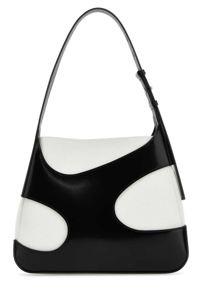 Salvatore Ferragamo Women Two-Tone Leather And Canvas Cut Out L Shoulder Bag by Luosophy