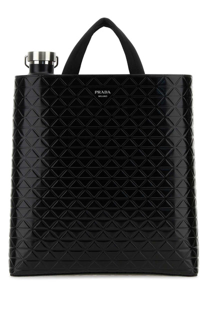 Prada Men Black Leather Shopping Bag by Luosophy