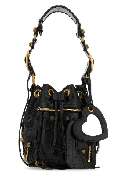 Balenciaga Women Black Leather Le Cagole Xs Bucket Bag by Luosophy