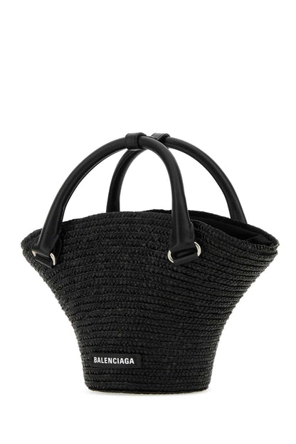 Balenciaga Women Black Straw Mini Beach Handbag by Luosophy