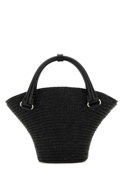 Balenciaga Women Black Straw Mini Beach Handbag by Luosophy