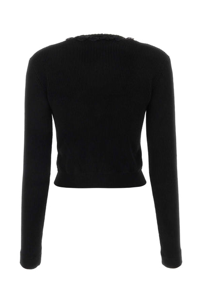 Alessandra Rich Women Black Wool Blend Cardigan by Luosophy