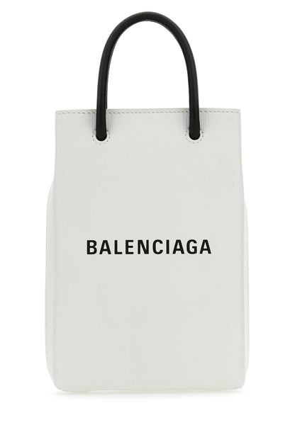 Balenciaga Women White Leather Phone Case by Luosophy