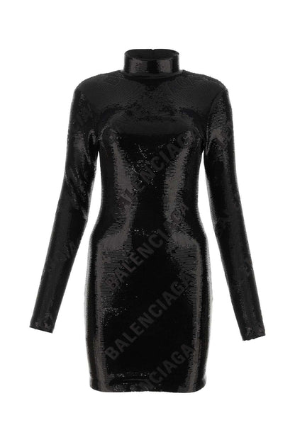 Balenciaga Women Black Sequins Mini Dress by Luosophy