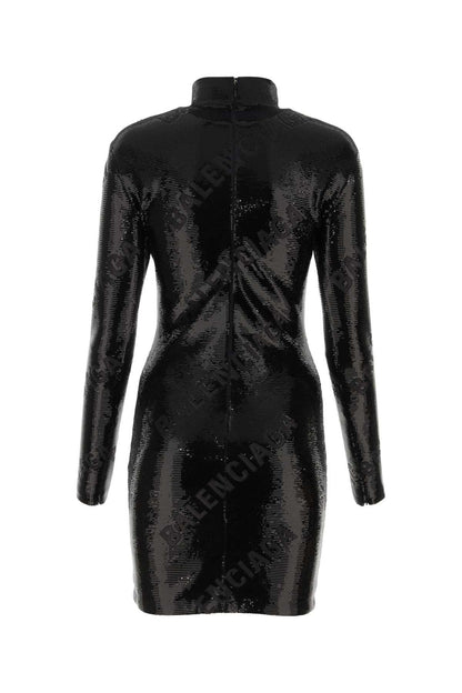 Balenciaga Women Black Sequins Mini Dress by Luosophy