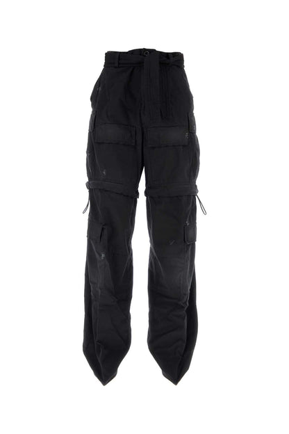 Balenciaga Women Black Cotton Knife Cargo Pantaboots by Luosophy