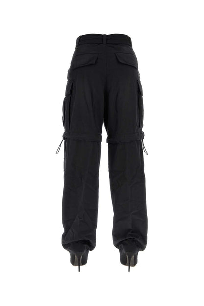 Balenciaga Women Black Cotton Knife Cargo Pantaboots by Luosophy