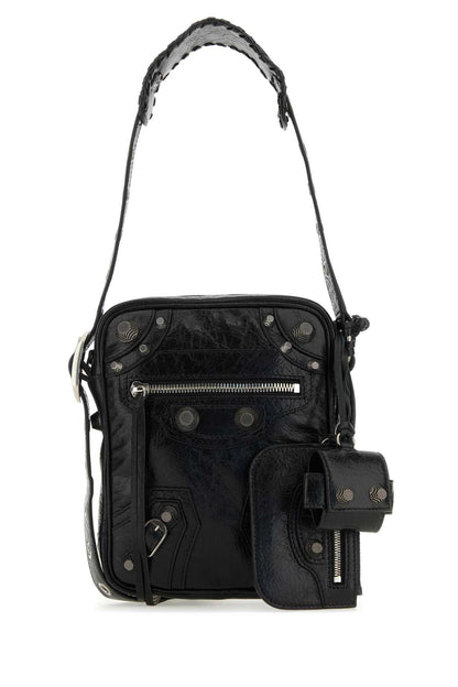 Balenciaga Men Black Leather Le Cagole Men Crossbody Bag by Luosophy