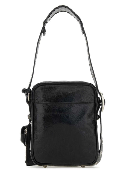 Balenciaga Men Black Leather Le Cagole Men Crossbody Bag by Luosophy