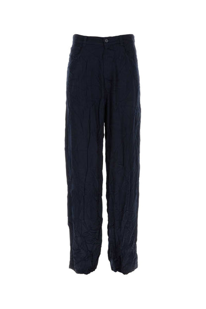 Balenciaga Men Dark Bue Satin 5 Pocket Pant by Luosophy
