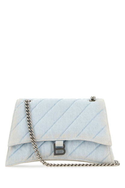 Balenciaga Women Light-Blue Denim Crush M Shoulder Bag by Luosophy