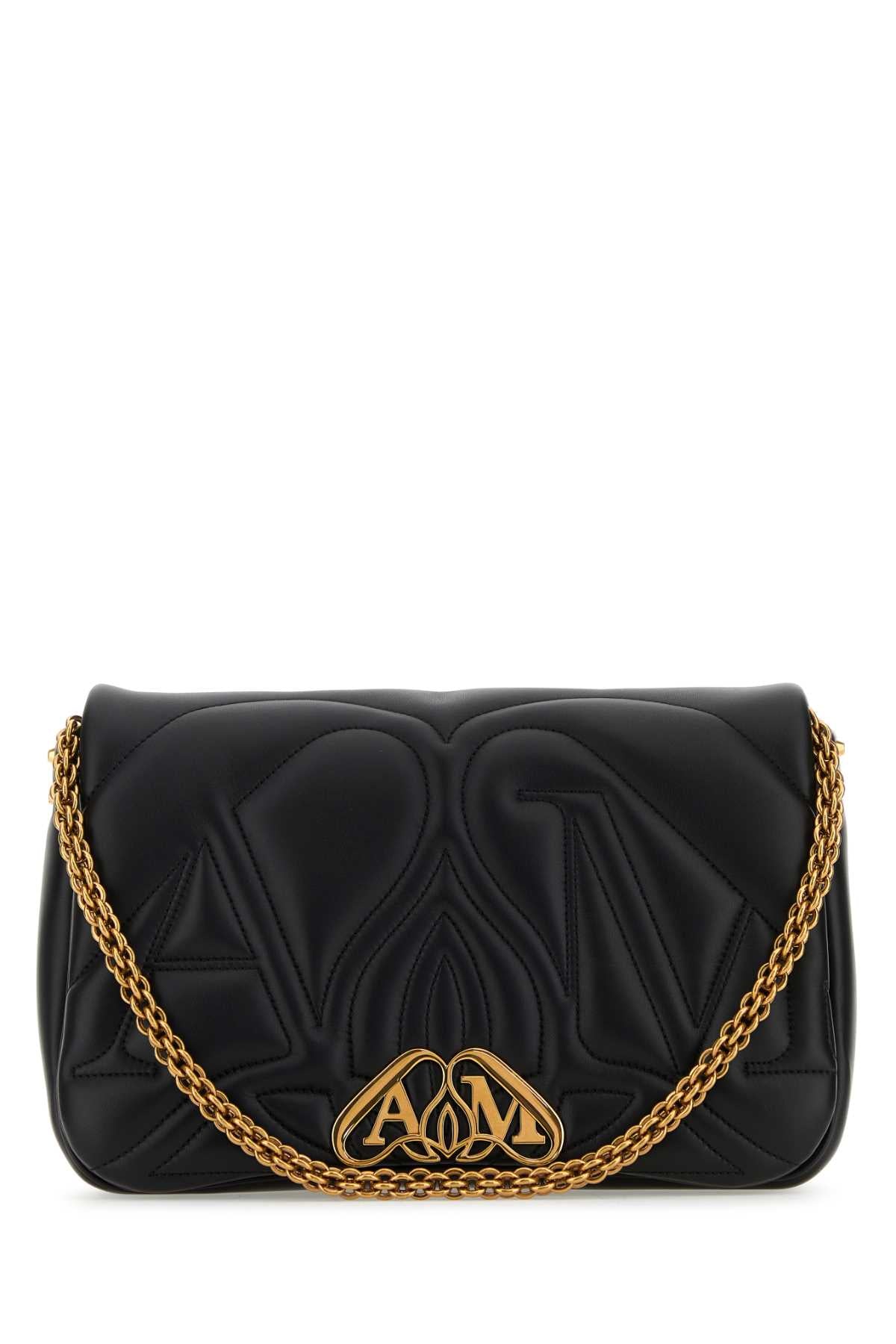 Alexander Mcqueen Women Black Leather Seal Shoulder Bag by Luosophy
