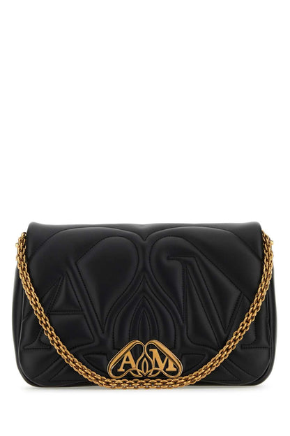 Alexander Mcqueen Women Black Leather Seal Shoulder Bag by Luosophy