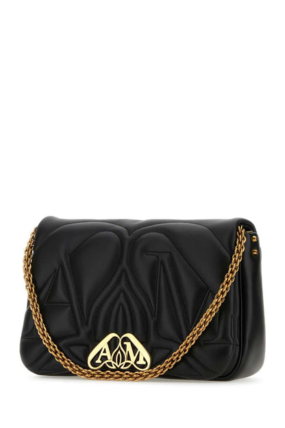 Alexander Mcqueen Women Black Leather Seal Shoulder Bag by Luosophy