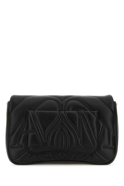 Alexander Mcqueen Women Black Leather Seal Shoulder Bag by Luosophy