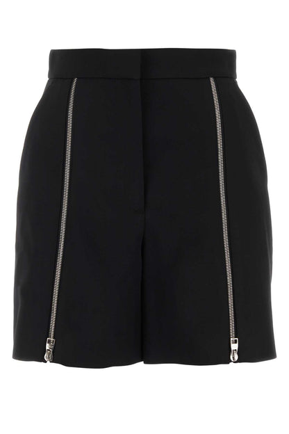 Alexander Mcqueen Women Black Wool Shorts by Luosophy