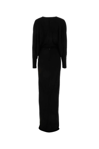 Saint Laurent Women Black Viscose Long Dress by Luosophy