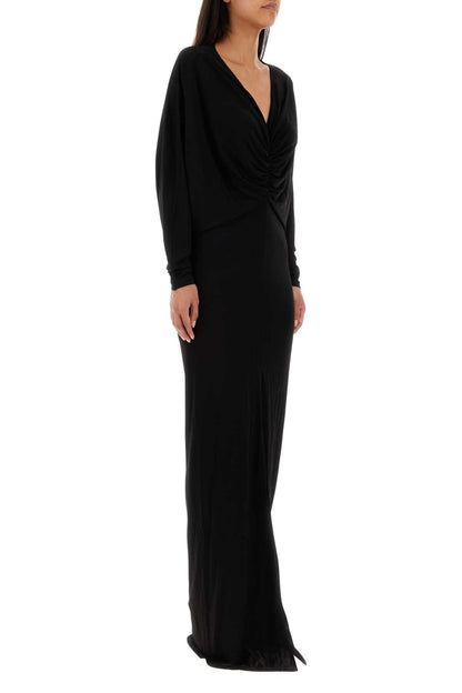 Saint Laurent Women Black Viscose Long Dress by Luosophy
