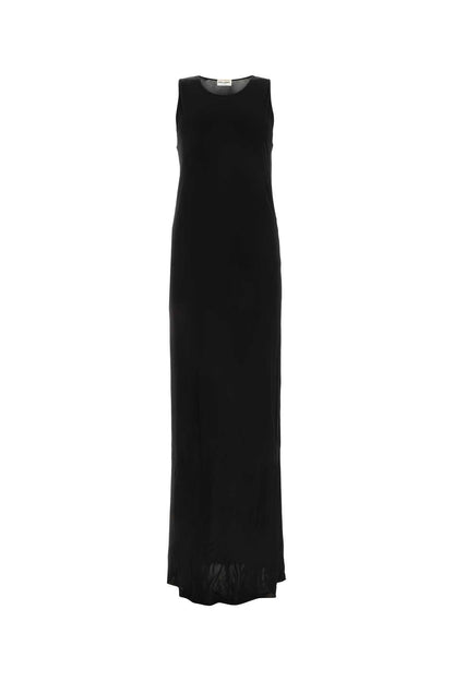 Saint Laurent Women Black Viscose Long Dress by Luosophy