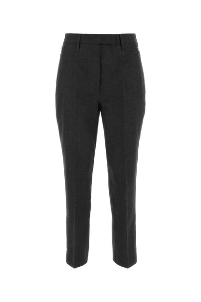 Prada Women Melange Graphite Wool Pant by Luosophy