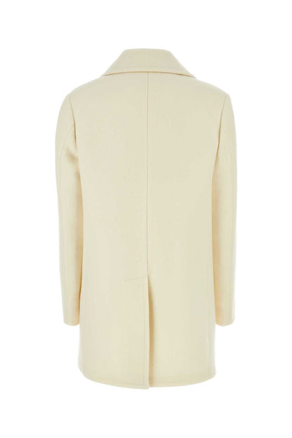 Prada Women Ivory Wool Blend Coat by Luosophy