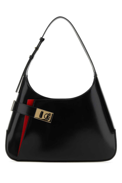 Salvatore Ferragamo Women Black Leather Large Arch Shoulder Bag by Luosophy