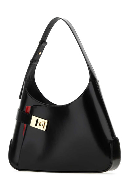 Salvatore Ferragamo Women Black Leather Large Arch Shoulder Bag by Luosophy