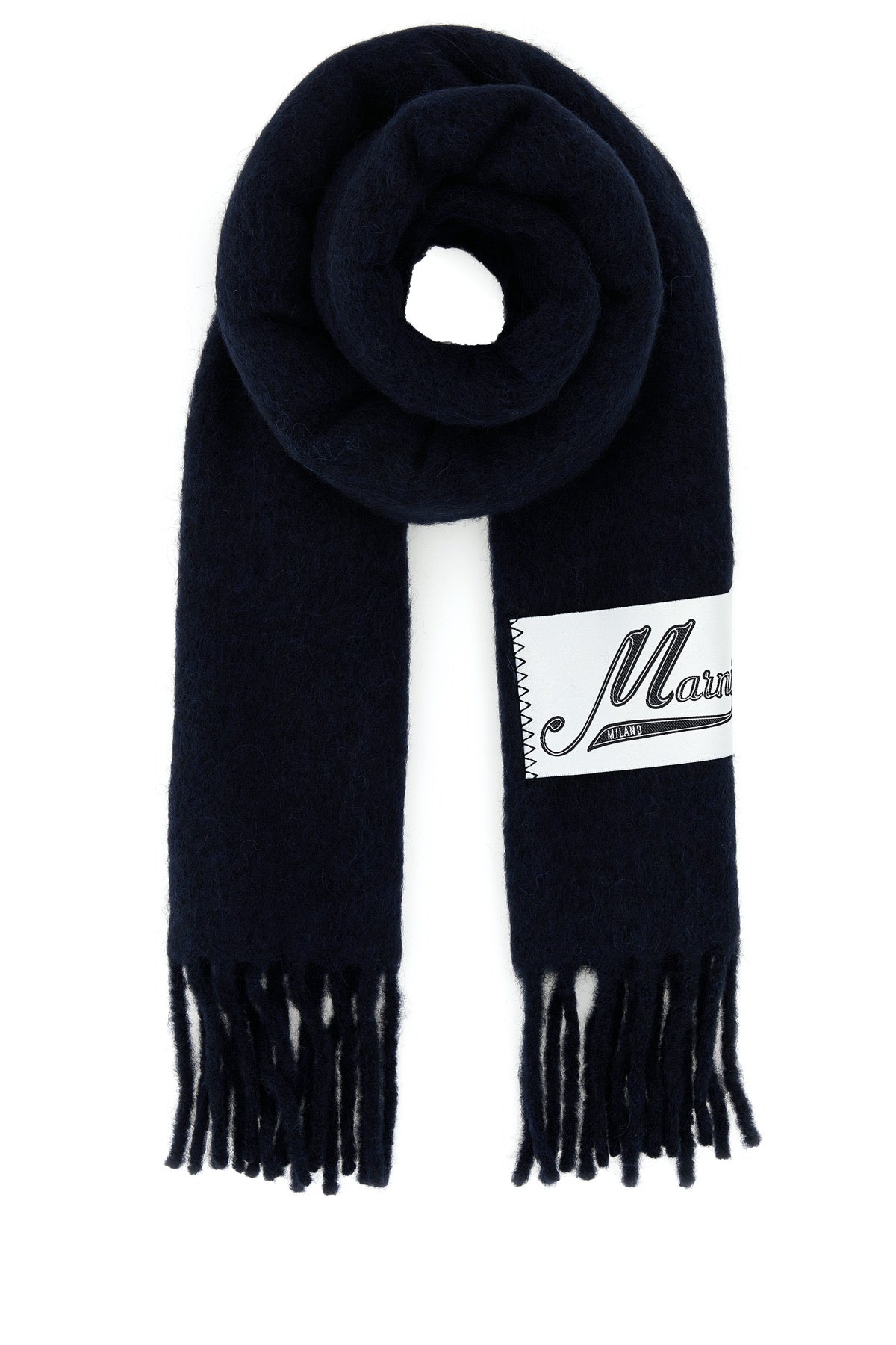 Marni Women Midnight Blue Alpaca Blend Scarf by Luosophy
