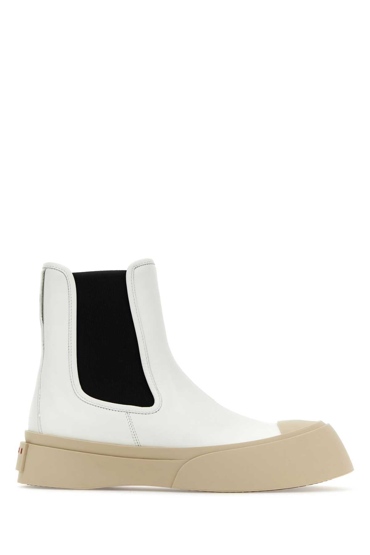 Marni Women White Nappa Leather Pablo Ankle Boots by Luosophy